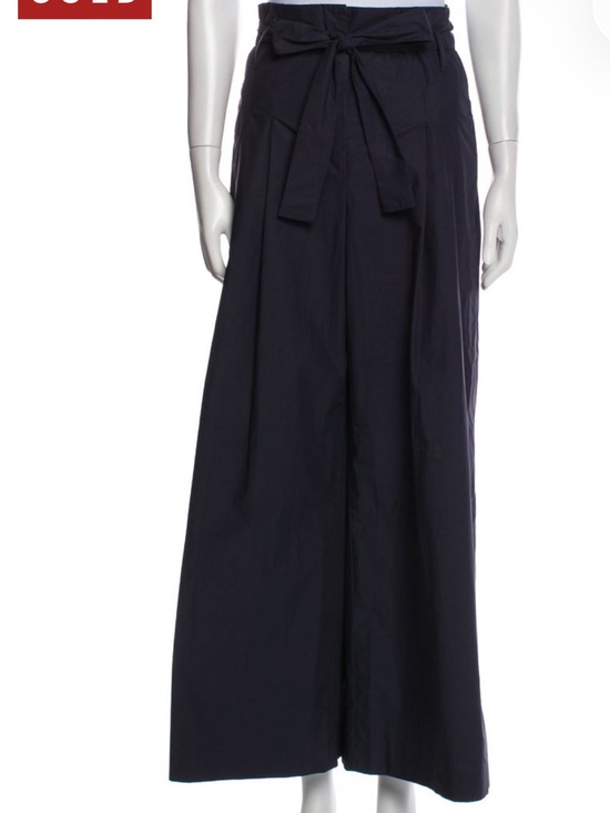 MaxMara Pants - MaxMara Dark Navy High-Rise Wide Leg Pants with Tie Belt